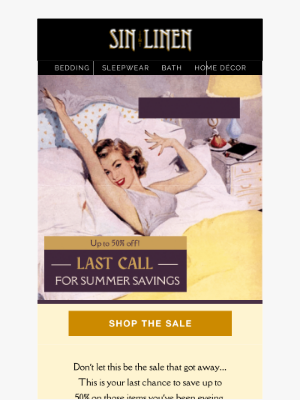 Sin in Linen - 🚨 LAST CALL 🛏️