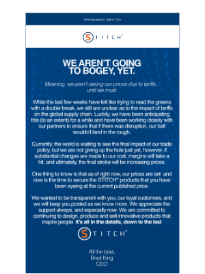 Stitch Golf - Tariff Talk With Our CEO