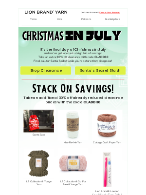 Lion Brand Yarn - Final Hours to Snag Merry Deals