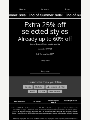 ASOS  - Extra 25% off selected Sale styles