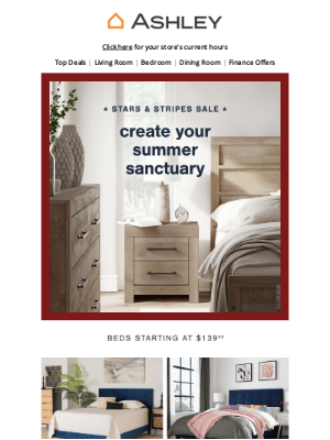 Ashley Furniture Industries - Open for $139.99 Beds + More Stars & Stripes Deals