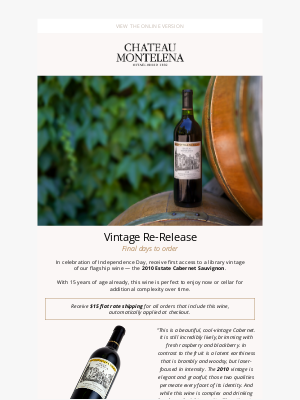 Chateau Montelena Winery - Time's Running Out: Last Call for 2010 Vintage