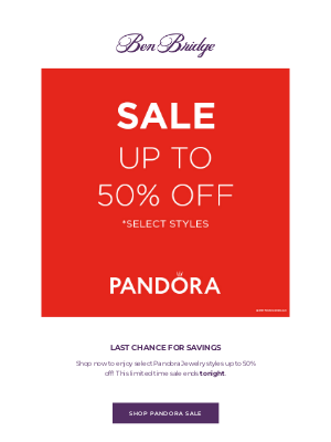 Ben Bridge Jeweler - LAST CALL: 50% off select styles of Pandora Jewelry