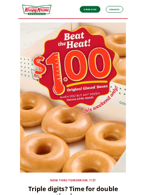 Krispy Kreme Doughnuts - $1 Original Glazed® Dozens to beat the heat