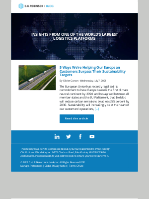 C.H. Robinson - 5 Ways We’re Helping Our European Customers Surpass Their Sustainability Targets