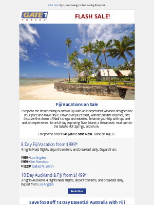 Gate 1 Travel - 8 Day Fiji Vacations with Flights starting at $999*