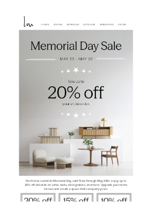 Lexmod - Exclusive Memorial Day Offers Just for You! 🇺🇸 Up to 20% Off Sitewide!