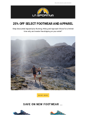 La Sportiva - 25% off Select Footwear and Apparel