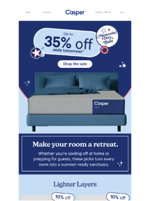 Casper - 48 hours left on up to 35% off!