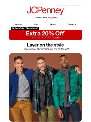 JCPenney - Lookin' good, guys! EXTRA 20% Off online