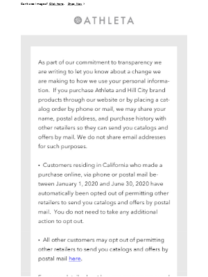 Athleta - Update to our Privacy Policy