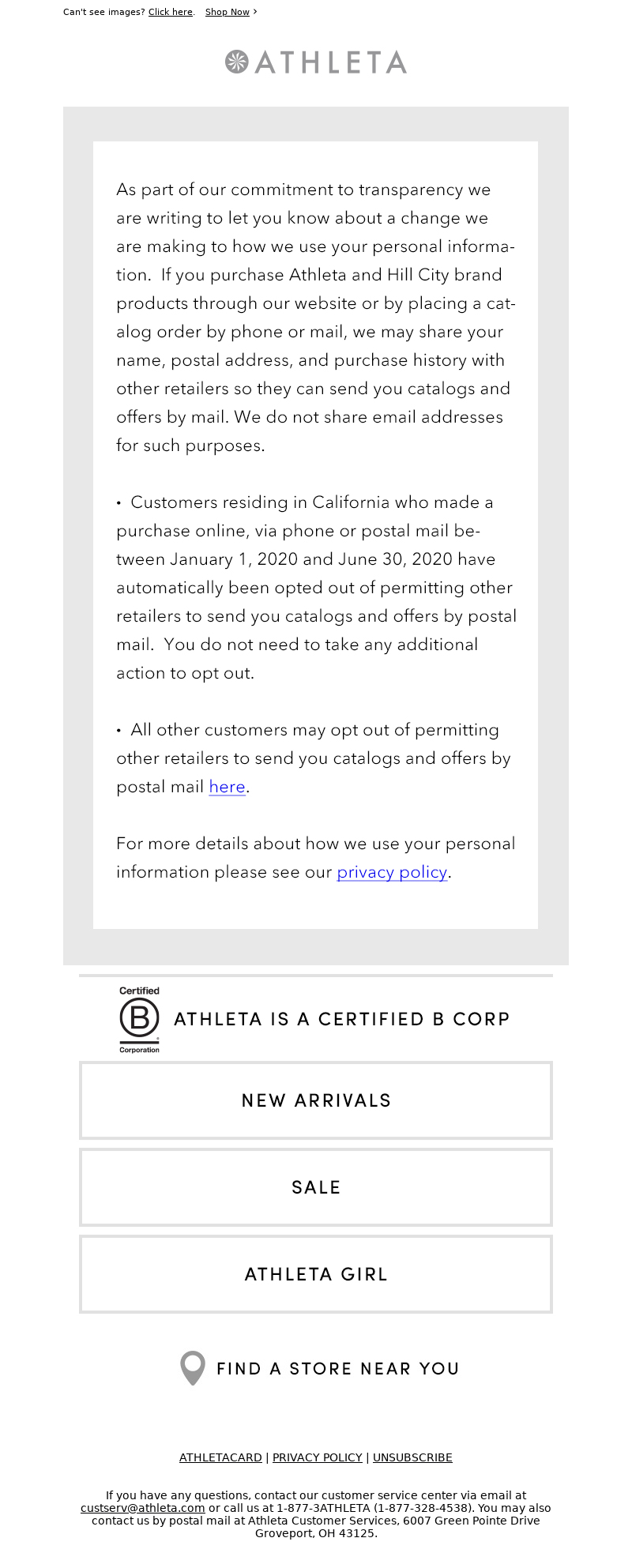 Athleta - Update to our Privacy Policy