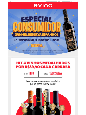 Evino (Brazil) - R$39,90 cada Vinho Medalha de Ouro