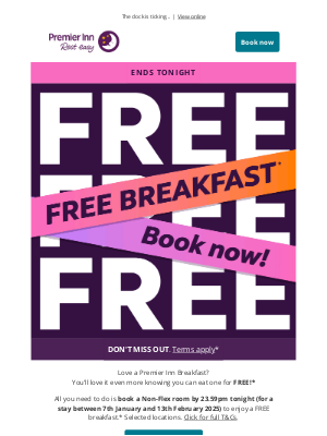 Premier Inn (United Kingdom) - ⏰ LAST CHANCE | Free breakfast ends tonight​