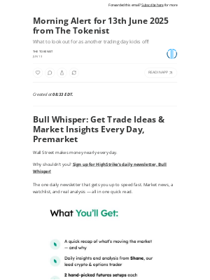 Tokenist - Morning Alert for 13th June 2025 from The Tokenist
