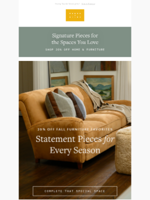 20% OFF furniture you've longed for!