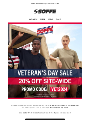 Soffe LLC. - Salute to Our Veterans: Enjoy 20% Off Soffe Products