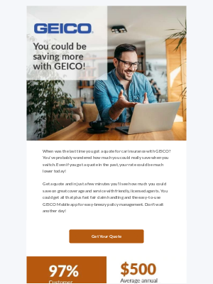 GEICO - Click, quote, save – done.