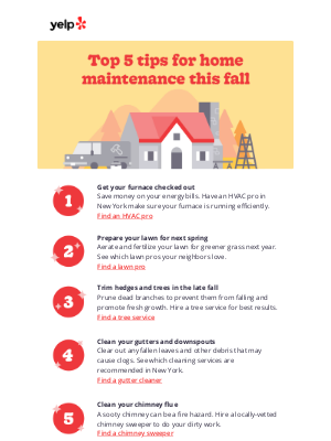 Yelp - 5 tips for fall home maintenance 🍁🏠