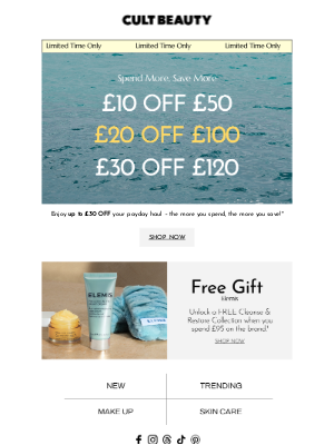 Cult Beauty (United Kingdom) - Starts now! Up to £30 OFF your haul