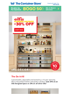 The Container Store - Up To 30% Off Elfa: Your Custom Pantry Solution