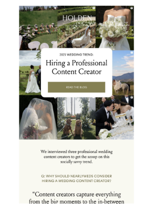 HOLDEN - would you hire a wedding content creator?