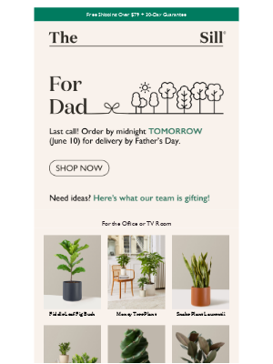 The Sill - PSA: Order by tomorrow for Dad!