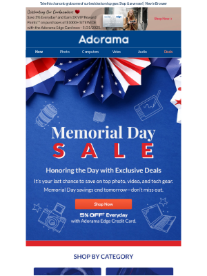 Adorama - Ends Tomorrow: Last Chance for Memorial Day Deals
