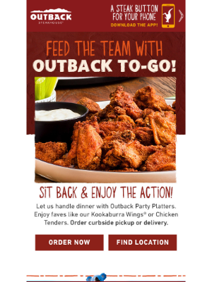 Outback Steakhouse - Draft Your Aussie Faves This Weekend 🏈 Feed the Whole Team!