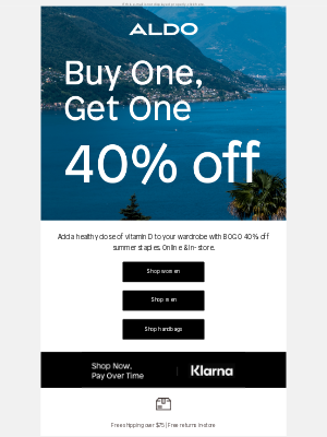 ALDO - BOGO 40% off just dropped!