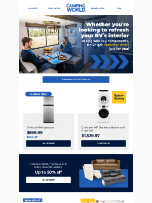 Camping World - Save up to 50% on interior upgrades