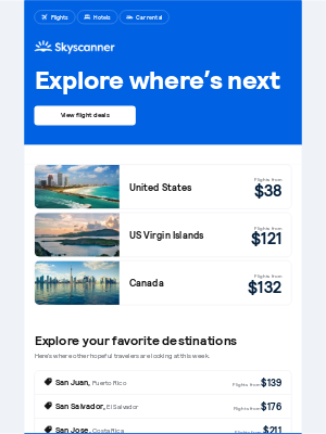 Skyscanner  - Flights from $38