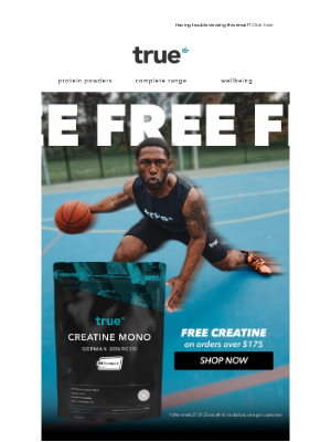 True Protein (Australia) - FREE CREATINE on orders this week* 💥