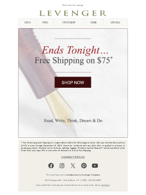 Levenger - Free Shipping Ends Tonight.