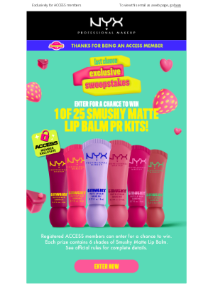 NYX - Last chance to enter the Smushy Matte Lip Balm sweepstakes!