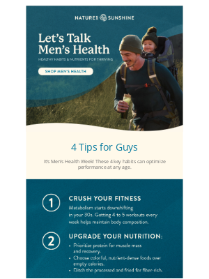 Nature's Sunshine - 4 Tips for Better Living during Men’s Health Month