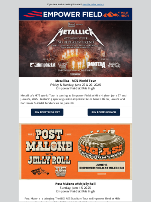Denver Broncos - Newsletter: Metallica, Post Malone, and The Weeknd!