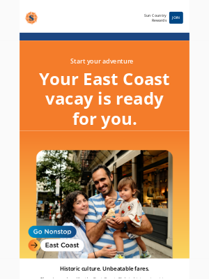 Sun Country Airlines - Your East Coast getaway is ready
