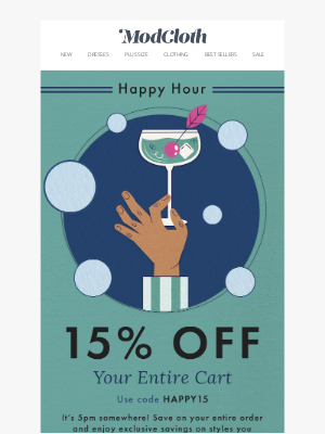 ModCloth - Happy Hour Special🍷 15% OFF Your Cart