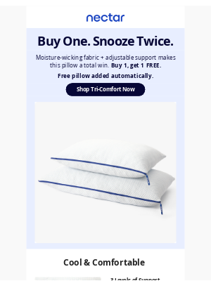 Nectar Sleep - Pillows BOGO? Now that’s a soft landing 💤😶‍🌫️
