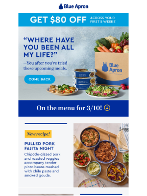 Blue Apron - TEST KITCHEN RECS + $80 OFF!