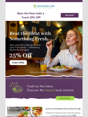 Restaurant - Stay Cool with a Crisp 25% Off!