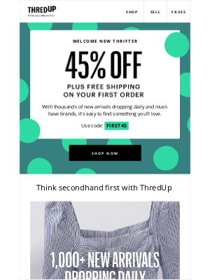 thredUP - Inside: 45% off + free shipping on your first order