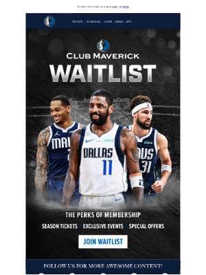 Dallas Mavericks - Join the Club Maverick Waitlist!