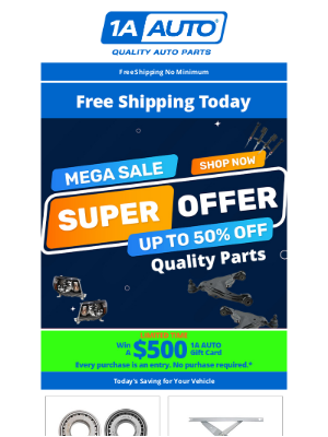 1A Auto Parts - You're Getting Up to 50% Off Today!