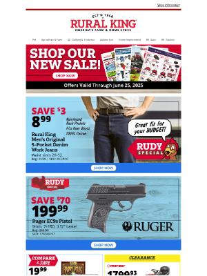 Rural King Supply - Grills, Gear & Gifts for Dad! 20% Off Crimson Force Tool Boxes, $3 Off Our 5-Pocket Jeans & More!