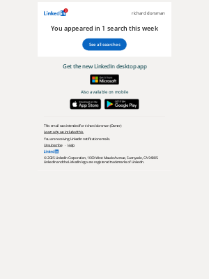 LinkedIn - richard, your profile appeared in searches