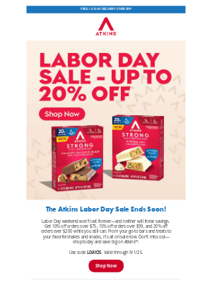 Atkins - Don’t Miss Your Chance—Up to 20% Off Atkins!