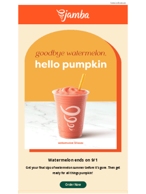 Jamba Juice - Watermelon is gone on 9/1