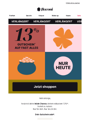 Flaconi (Germany) - Verlängert: 13 % Rabatt für dich